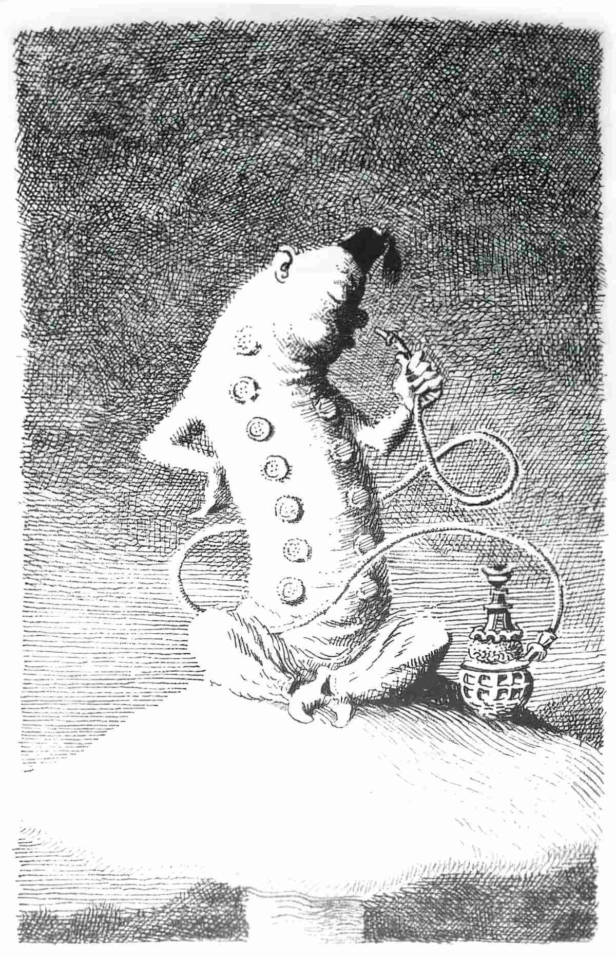 Mervyn Peakes Caterpillar illustration first published in 1946 for Lewis Carrolls Alices Adventures in Wonderland compressed